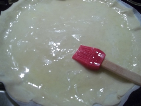 Place the pastry on a lined baking tray, and brush with melted butter/oil in between